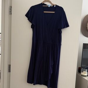 Elegant Navy Blue Wrap Dress